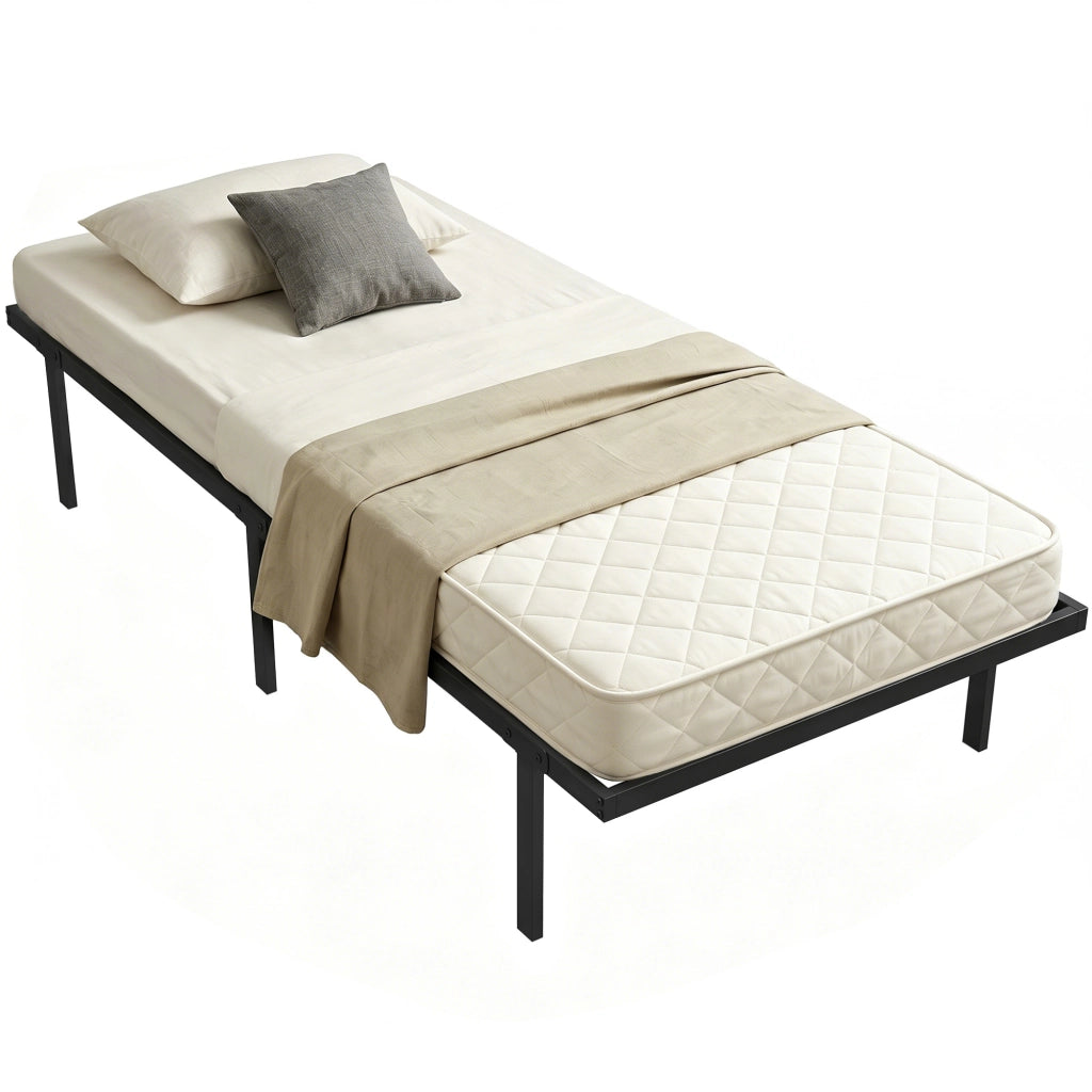 Letto singolo con contenitore ¨C Xylo ¨C metallo nero 90x200 cm con rete a doghe