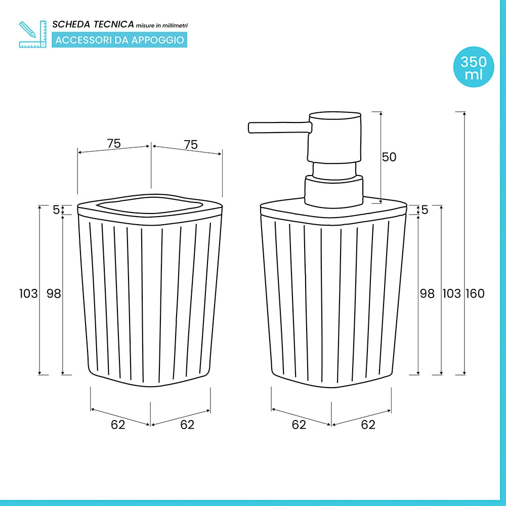 Set accessori bagno bianco in plastica e bambù 5 pezzi – Show