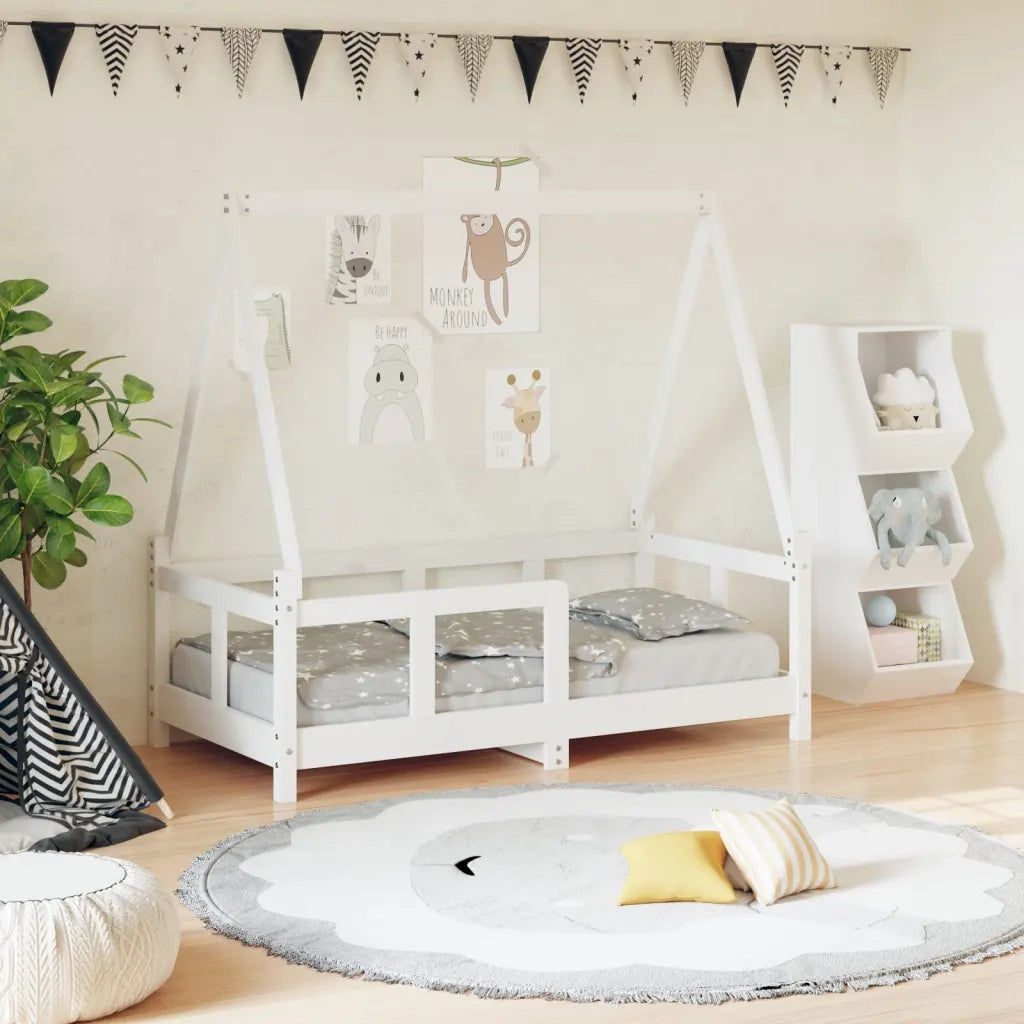 Giroletto per Bambini | Letto Infantile | Lettino Bianco 70x140cm in Legno Massello di Pino