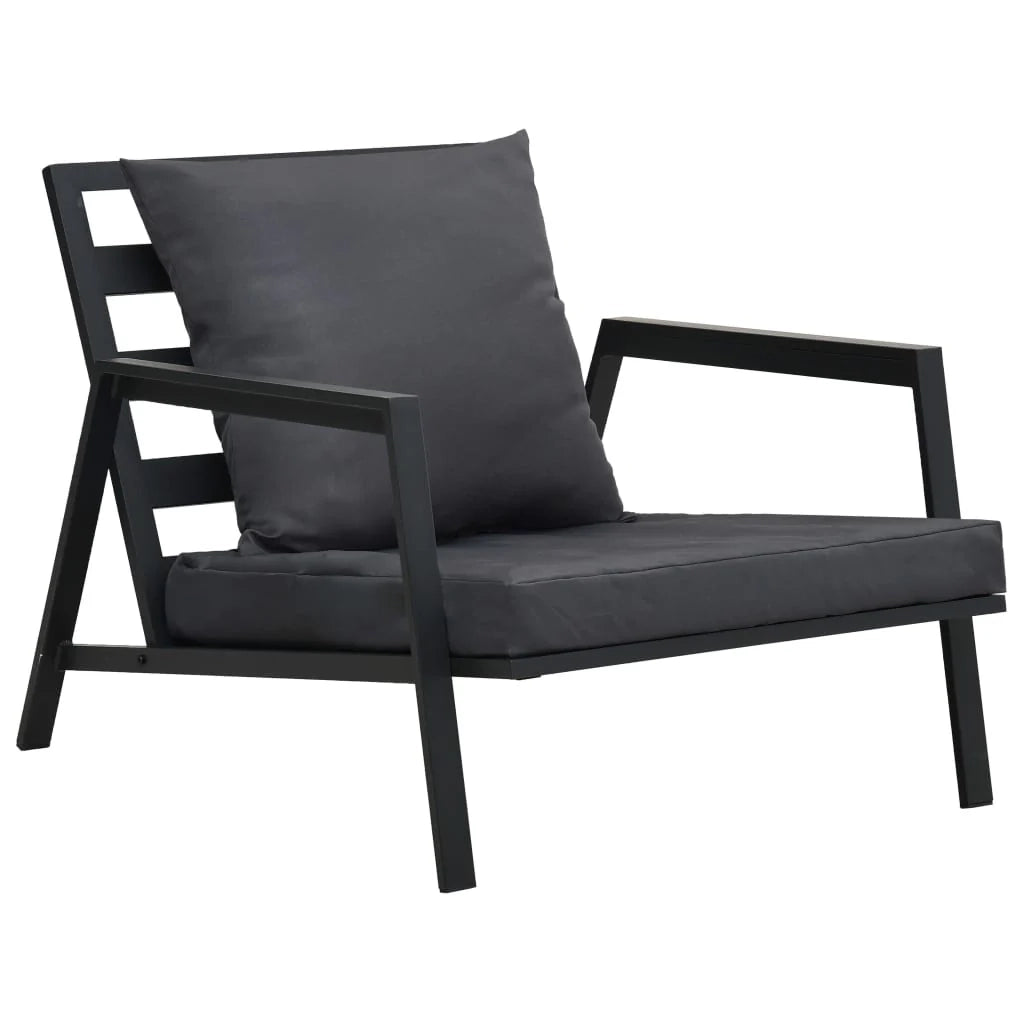 Set di mobili da giardino per esterni 4 pezzi con cuscini alluminio grigio scuro 02_0016078