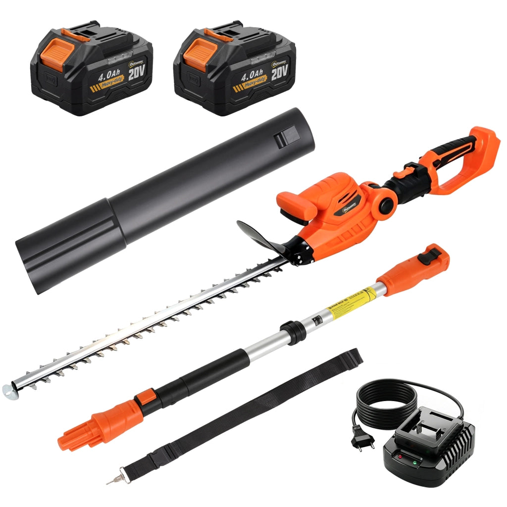 Tagliasiepi a Batteria con 2 Batterie 4000mAh e Palo Telescopico in Alluminio