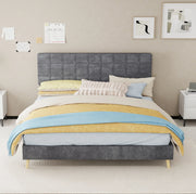Letto 160x200 cm con testiera trapuntata in velluto grigio