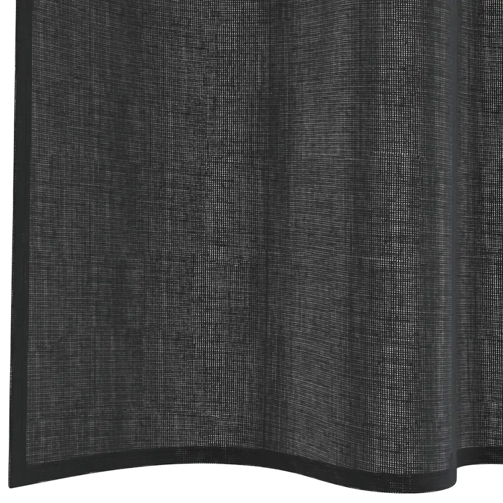 vidaXL Tende in Voile con Tasche per Aste 2 pz Nero