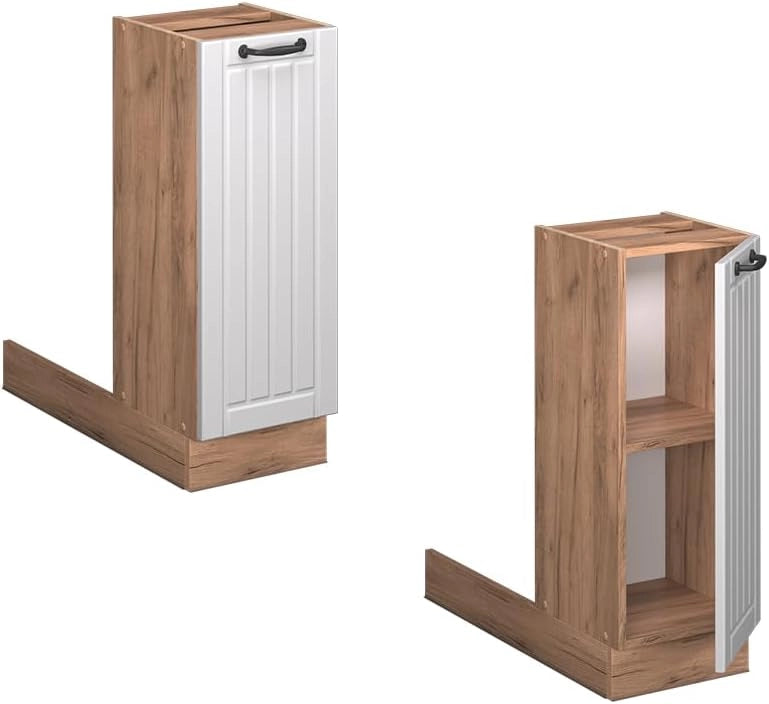 Isola cucina Fame-Line, Rovere nero lucido, 30 cm Senza piano di lavoro, liberamente combinabile con altri moduli Fame-Line