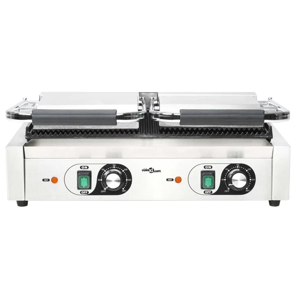 Doppia Griglia per Panini Scanalata 3600 W 57x30,5x20 cm cod mxl 66203