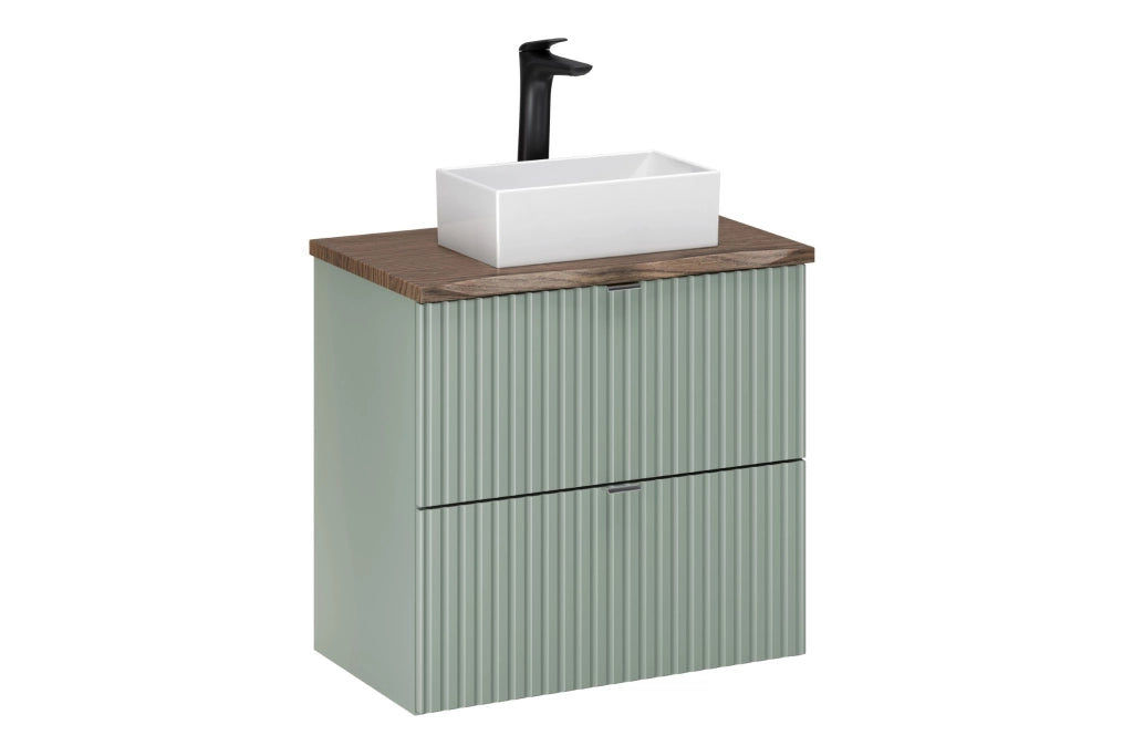 Set mobili bagno 60 cm con piano e lavabo da appoggio Gaja Line Reed Green 60 x 1401 x 40 cm