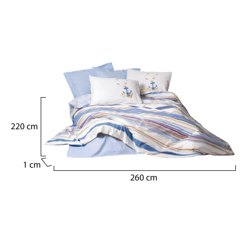 Austintown, Copripiumino Matrimoniale Federa Inclusa, 260x220 cm blu