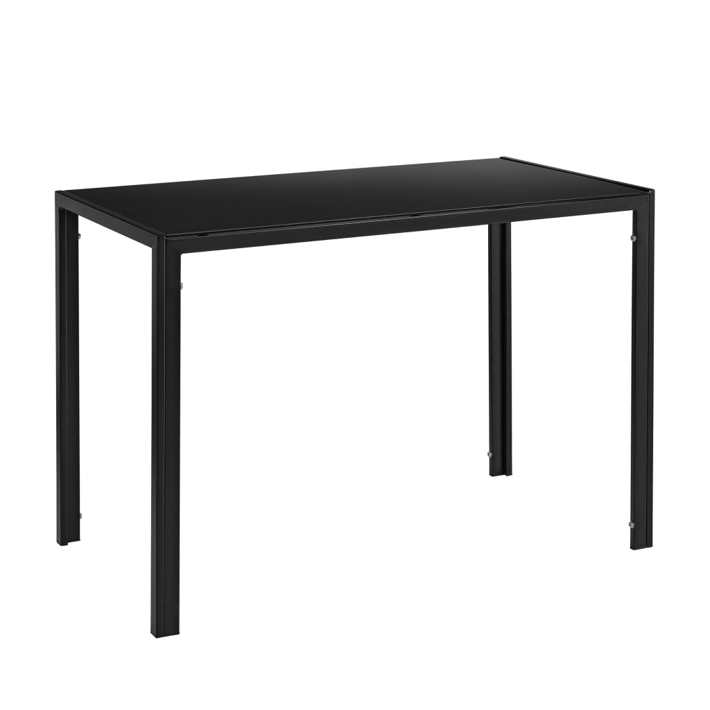 [en.casa] Arredo Sala da Pranzo  Set Tavolo Metallo Vetro 105 x 60 x 75 cm con 4 Sedie in Plastica 83 x 54 x 48 cm Grigio / Nero