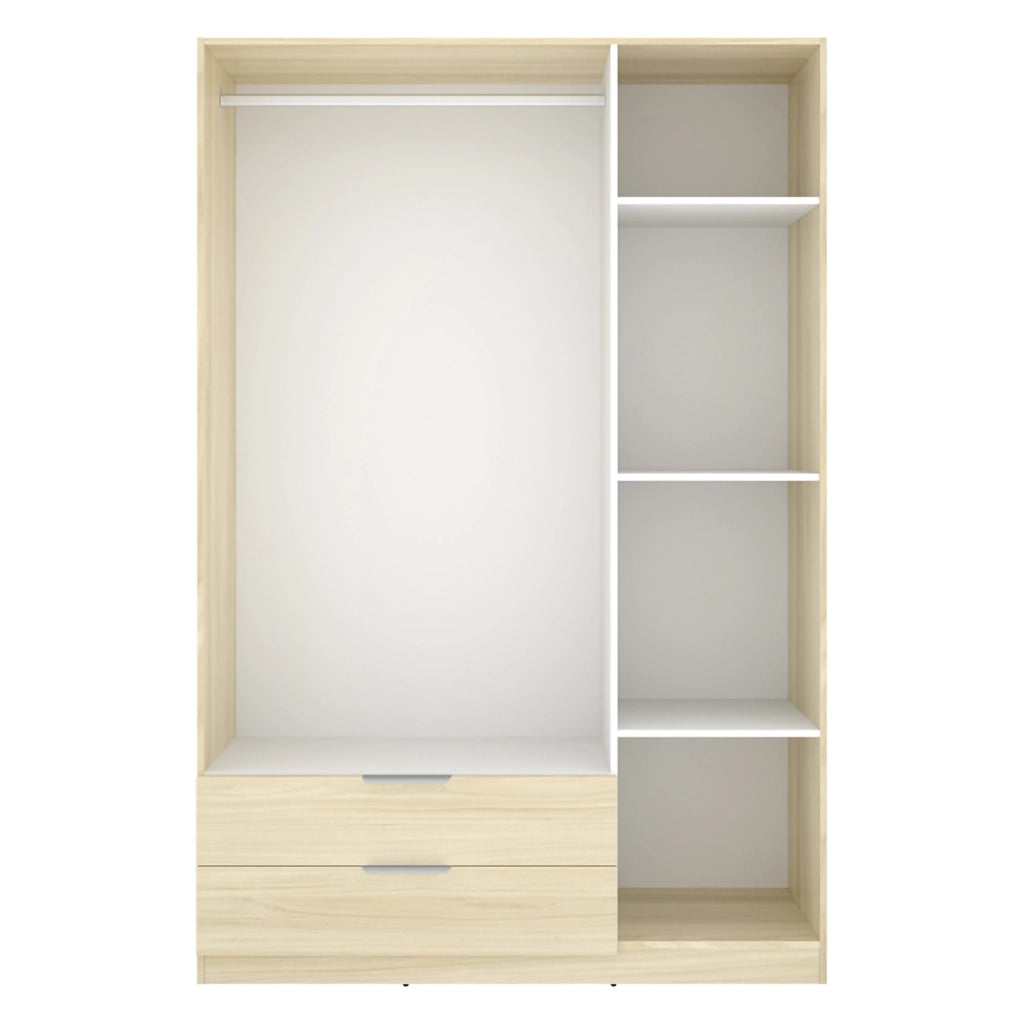 Armadio Camera da Letto Mayos, Guardaroba 3 Ante Appendiabiti, 51x137 cm Marrone Rovere