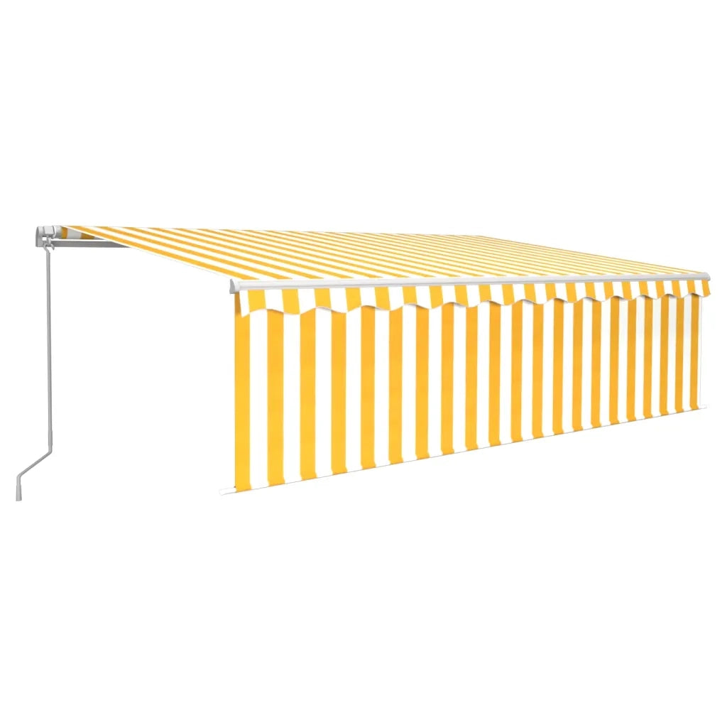 Tenda Retrattile Manuale con Parasole e LED 5x3m Gialla Bianca