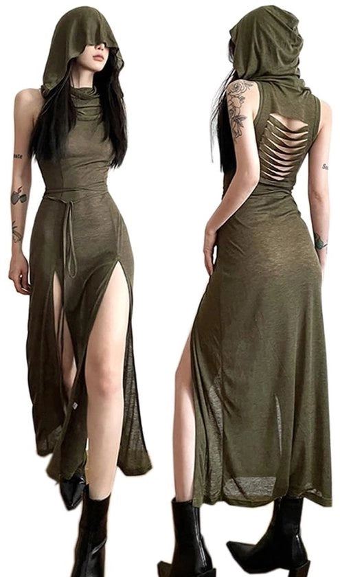 Abito Cocktail Hight Split - Senza Maniche - Bodycon - Abito da Festa Donna - Sexy Taglio a Uscita - Adatto per Tutti i Periodi dell'anno