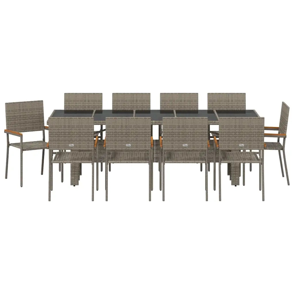 Set da Pranzo per Giardino 11 pcs Grigio polyrattan 3365418
