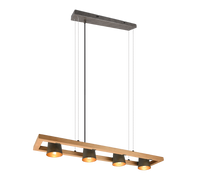 Lampada a sospensione 4 faretti, acciaio anticato e oro, L 100 cm, Bell