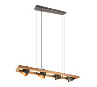 Lampada a sospensione 4 faretti, acciaio anticato e oro, L 100 cm, Bell