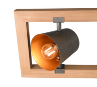 Lampada a sospensione 4 faretti, acciaio anticato e oro, L 100 cm, Bell