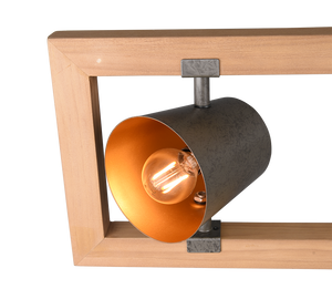 Lampada a sospensione 4 faretti, acciaio anticato e oro, L 100 cm, Bell