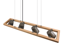 Lampada a sospensione 4 faretti, acciaio anticato e oro, L 100 cm, Bell
