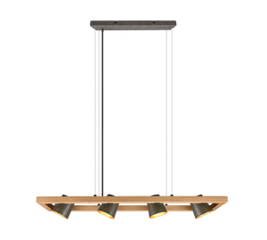 Lampada a sospensione 4 faretti, acciaio anticato e oro, L 100 cm, Bell