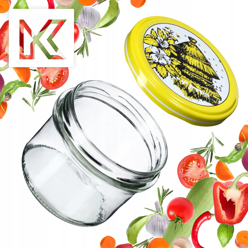 KADAX Tartu barattoli di vetro 235ml 50pz 82mm + coperchi "Api"