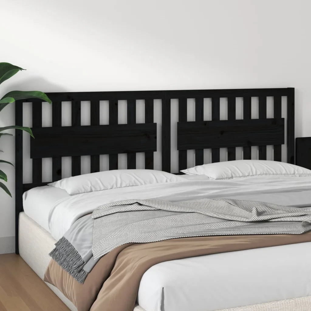 Testiera per Letto Nera 205,5x4x100cm in Legno Massello di Pino 818594