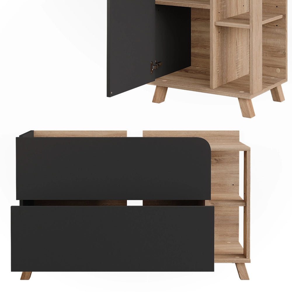 Vicco Set di mobili da bagno Sonoma/antracite 4 parti