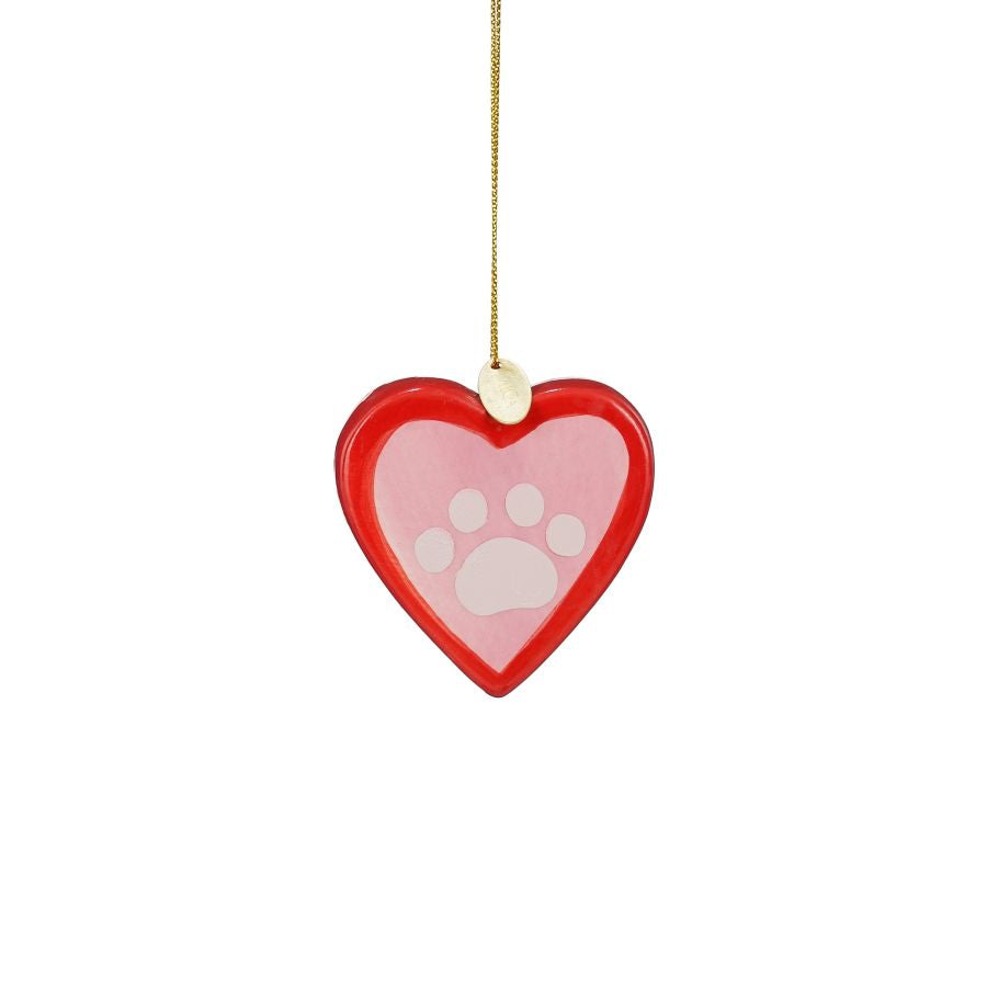 DECORAZIONE CUORE CON ZAMPA CUCCIOLO ROSSO E ROSA 6X2X6CM EDELMAN
