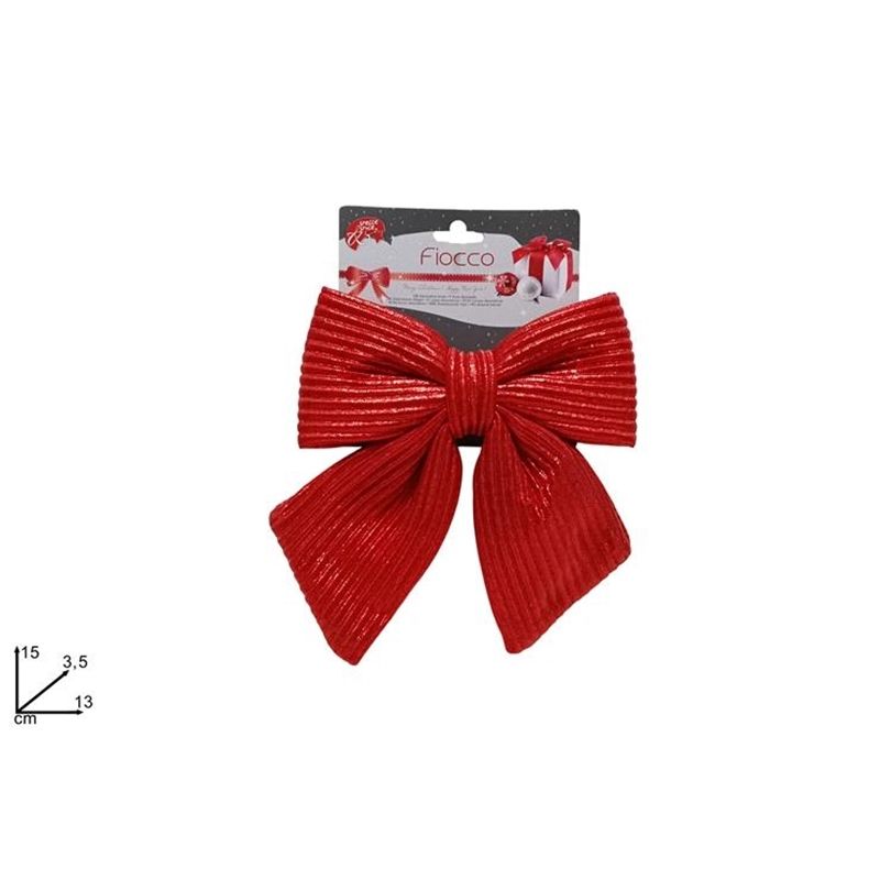 FIOCCO DA 13CM IN TESSUTO RIGATO ROSSO DI DUEESSE CHRISTMAS