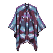 Elegante mantello jacquard diviso, cappa jacquard spessa per autunno e inverno