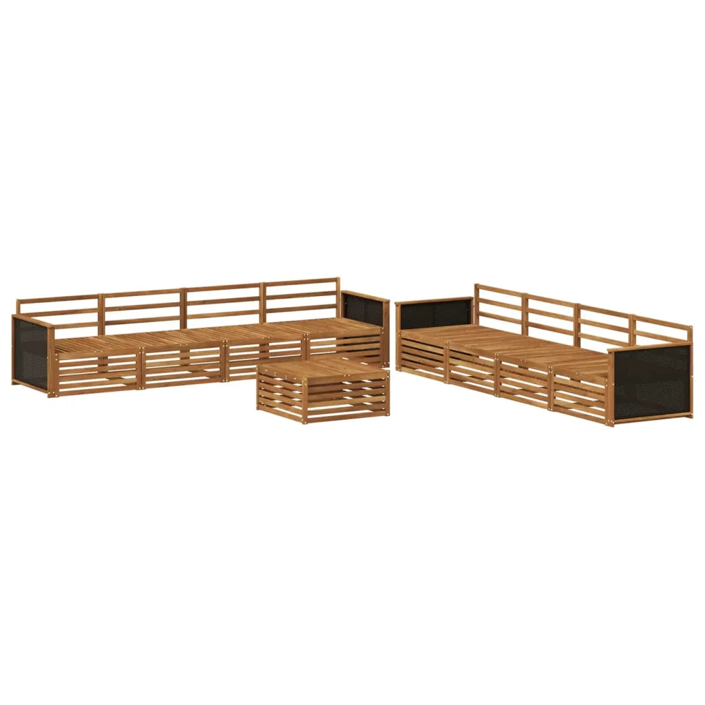 Set di divani da esterno 9 pz Naturale Legno massello di acacia 3383162