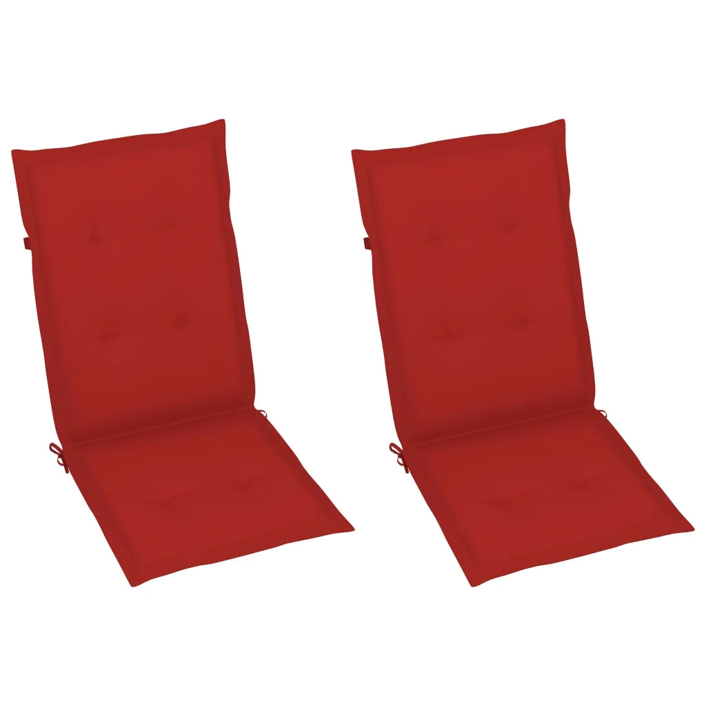 Sedie da Giardino 2 pz con Cuscini Rossi in Massello di Teak cod mxl 74945