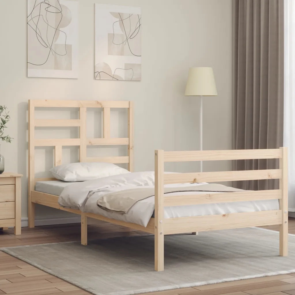 Giroletto con Testiera-Struttura Letto con testiera 100x200 cm in Legno Massello 978329