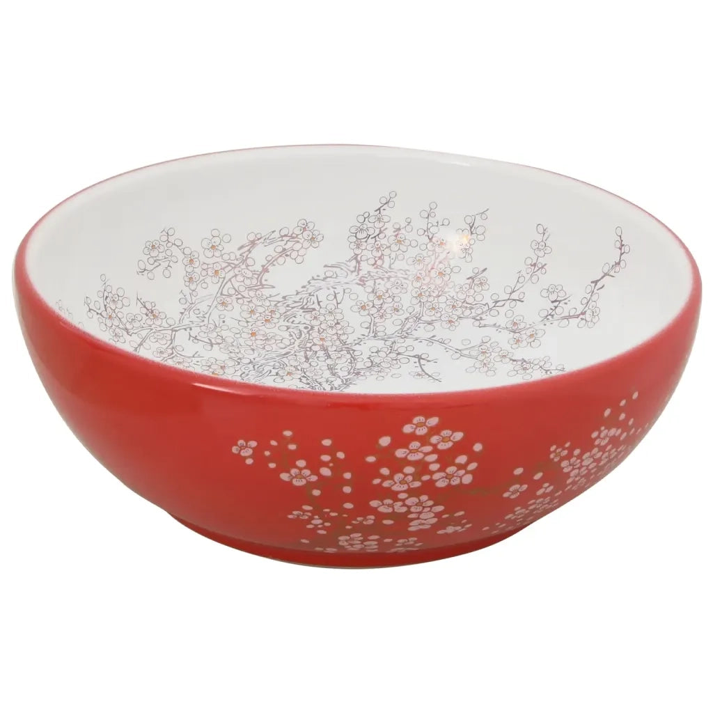 Lavabo da Appoggio Bianco e Rosso Rotondo ¦µ41x14 cm Ceramica CFW3021282