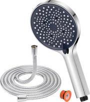 Douchekop con goccia 1,8 m, risparmio d'acqua con 6 tipi di getto, doccia a pioggia, grande XXL (130 mm), funzione anticarbonatazione, cromato