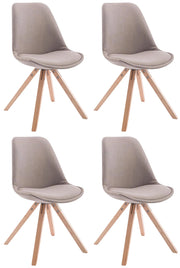 Set di 4 sedie per visitatori Toulouse Fabric Square Tortora,natura
