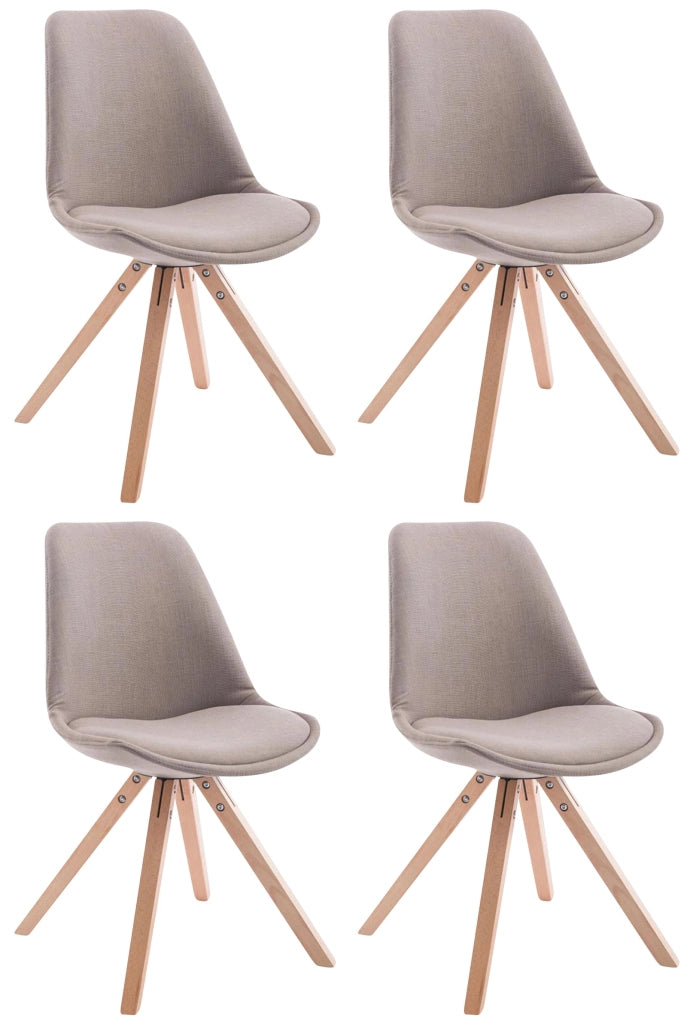 Set di 4 sedie per visitatori Toulouse Fabric Square Tortora,natura