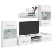 Mobile TV a Parete con Vetrina 5 pz Illuminazione LED Bianco 243863