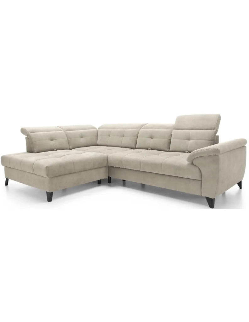 Divano ad angolo Beige 5 posti angolo sinistro con contenitore integrato INFERNO