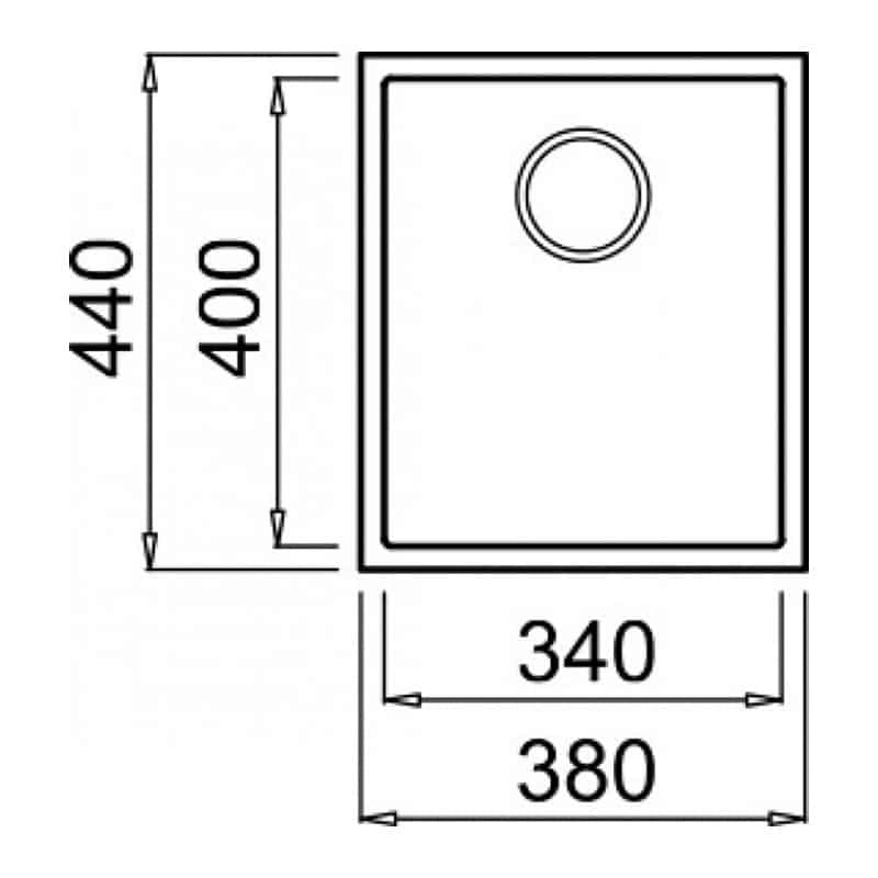 Lavello Elleci Incasso 1 vasca 38x44 Quadra 100 Sottotop Granitek Nero LGQ10040BSO