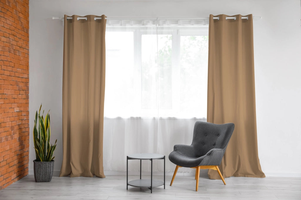 Tenda Semioscurante 140 x 290 Cm Moderne Con Occhielli  Tortora - 2 Tende