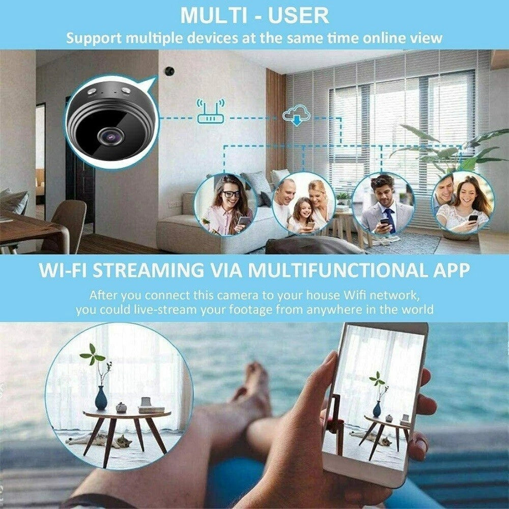 Trade Shop - Micro Camera 1080p Hd Wifi Mini Ip Telecamera Nascosta Videocamera Magnetica A9 -