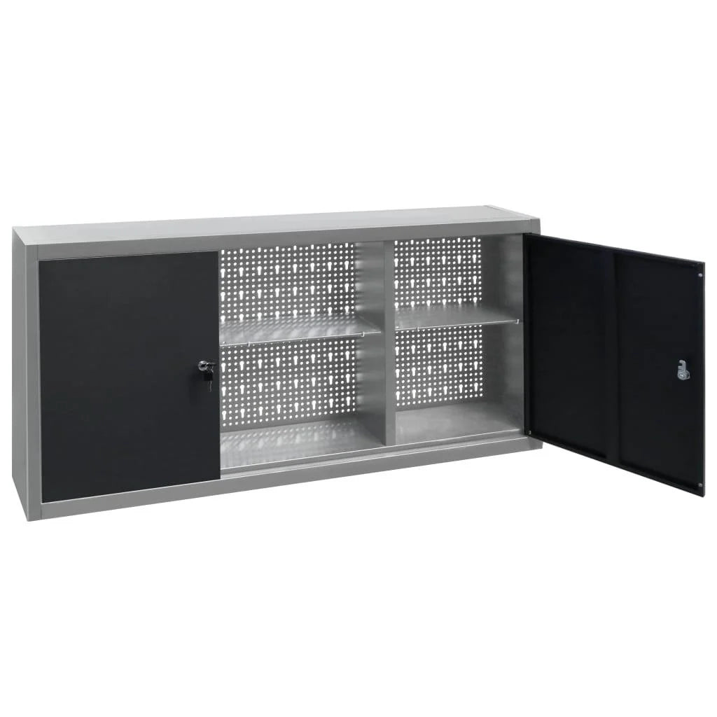 Armadio portautensili a parete armadio portaoggetti organizer per utensili contenitore per martelli e pinze metallo 120 cm grigio e nero 02_0003809