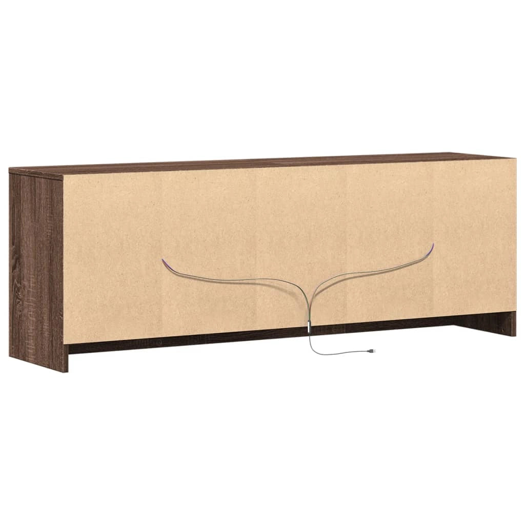 Mobile TV multimediale mensola TV credenza mobile TV per sala da pranzo soggiorno camera da letto con illuminazione a LED rovere 139,5 x 34 x 50 cm legno ingegnerizzato marrone 02_0026463