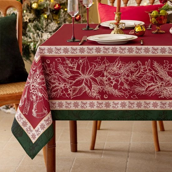 Tappeto da tavolo per Natale 80 x 80 cm disegno di fiori rosso tappeti da tavolo lavabili impermeabili tovaglie da tavolo decorazioni per Natale, Capodanno, Anno Nuovo, regali, decorazioni natalizie.