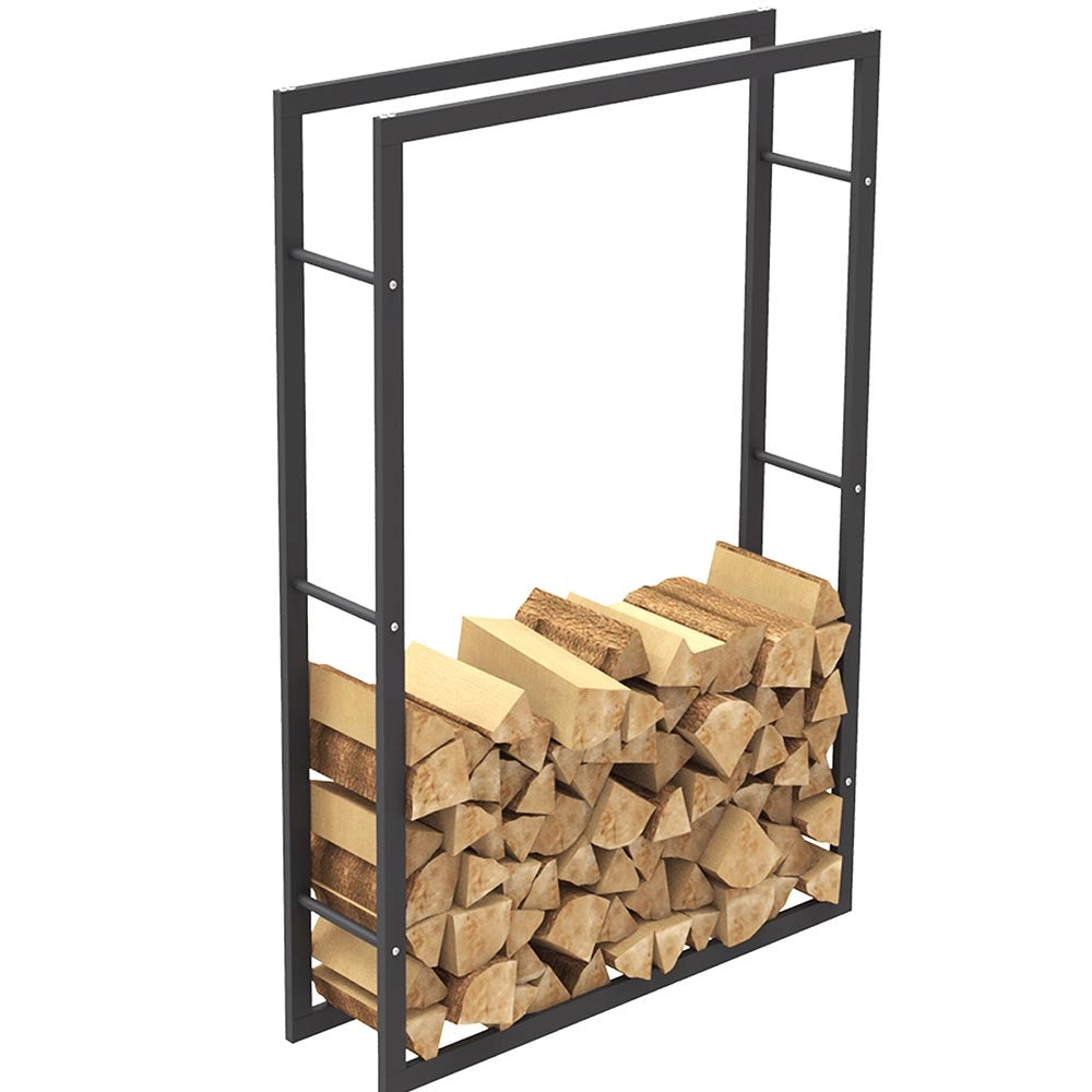 Portalegna in Metallo Interno Esterno Legnaia Camino Stufa 150x100x25cm Nero