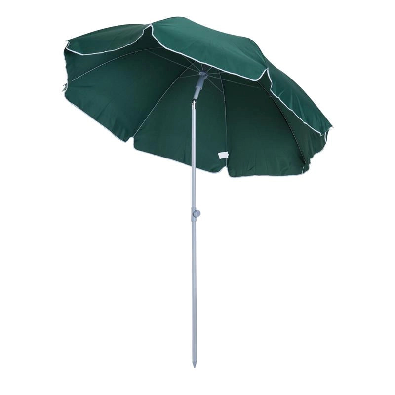 OMBRELLONE PORTATILE 220 CM CON TETTUCCIO INCLINABILE IN POLIESTERE VERDE SCURO