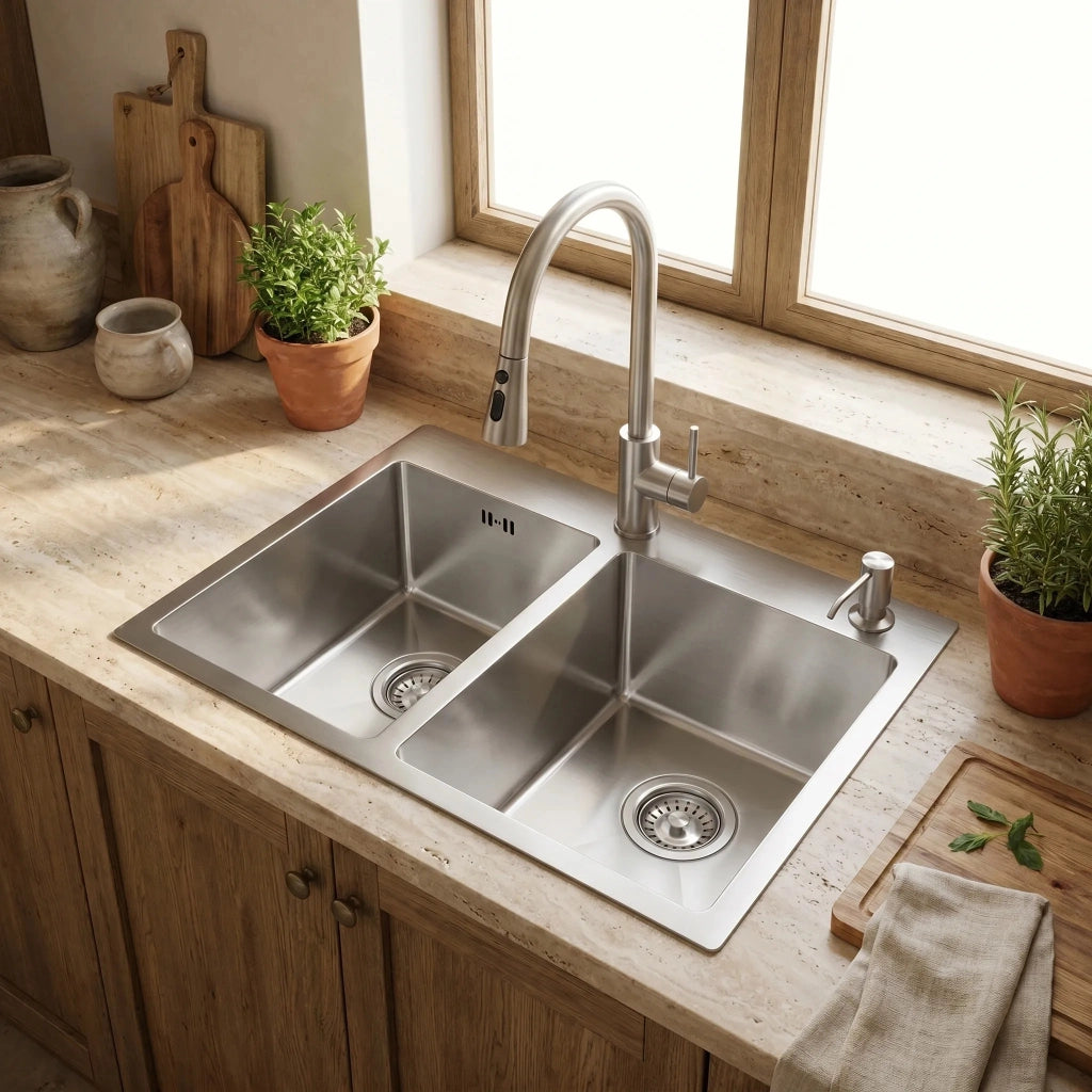 Lavello In Acciaio Toby Brush Steel senza rubinetto da cucina