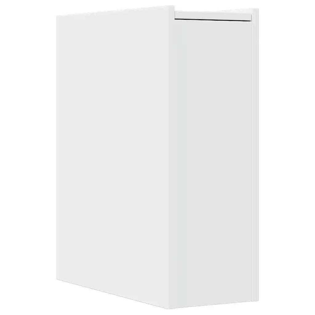 Armadietto da Bagno Stretto con Ruote Bianco in Truciolato 855286