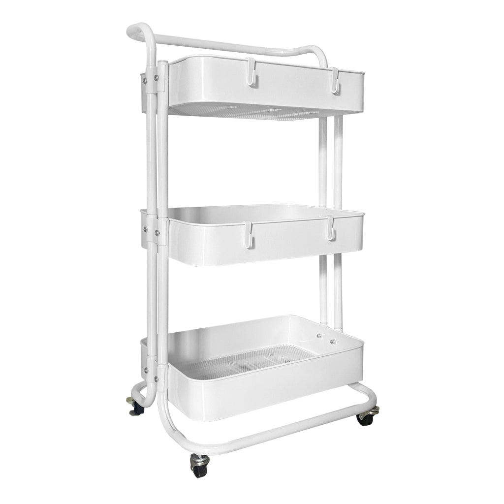 Carrello portaoggetti in metallo Nyana Home 3 ripiani 85x44x37 cm, 3 ripiani Bianco.