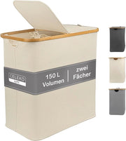 Cassa Lavatrice in Beige con Coperchio - 150 Litri, 2 Cassetti, Sistema di Scambio XL per Abbigliamento