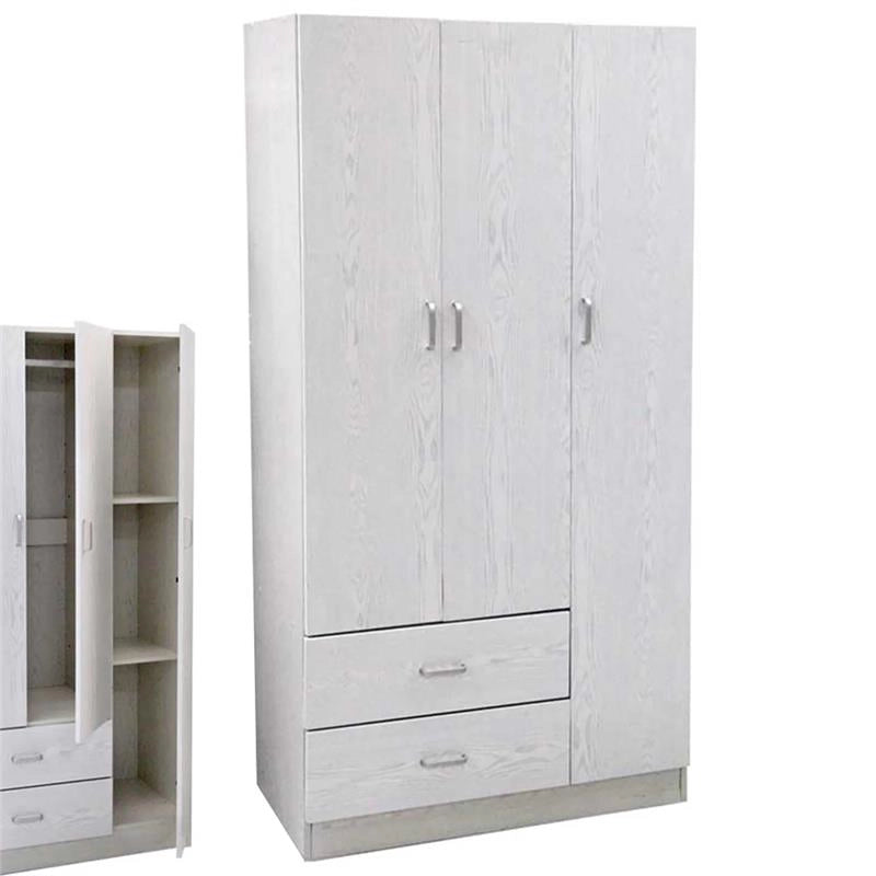 ARMADIO IN LEGNO CON 3 ANTE E CASSETTI 120 X 52 X 190 CM COLORE BIANCO